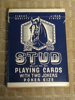Walgreen Co Stud Playing Cards Linen Finish Poker Size 2 Jokers Vintage