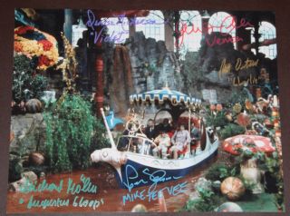 11 " X 14 " Willy Wonka Boat Scene Autographed (signed) By Five,  Bonuses