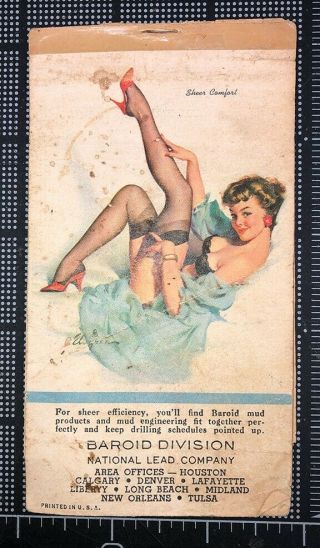 Vintage 1950s 60s Elvgren Note Pad Pin - Up Girl Baroid Division
