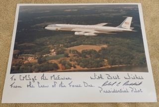 Usaf Air Force One 1 Photo Signed By President Reagan Pilot Robert Ruddick