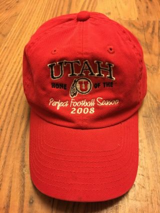 Vintage Utah Utes Perfect Season 13 - 0 Red Strapback Cap Osfa Top Of The World