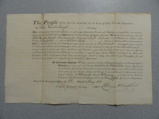 1811 York Signed Militia Appointment Daniel D Tompkins 6th Vice President