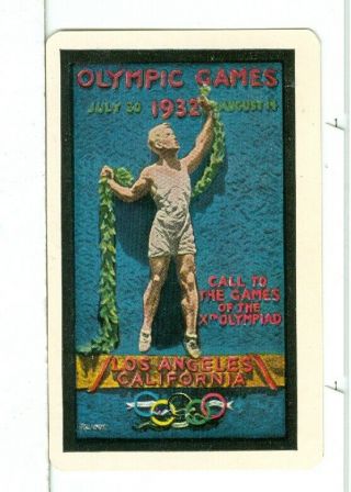 Single Vintage Old Playing Card,  " 1932 Los Angeles Olympic Games " Xth Olympiad
