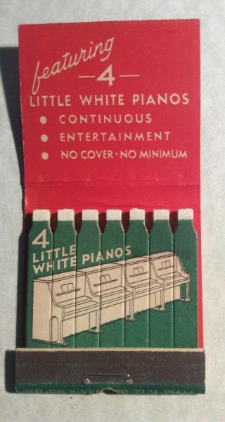 Salesman Sample Feature Matchbook 4 Little White Pianos Jimmie Dwyer 
