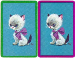 Tabby Cats Baby Kitten My Furry Pet Single Swap Playing Cards Pair 9 Pretty Bow