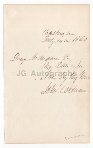 John Cochrane - Civil War Union General - Signed Letter (als),  1860