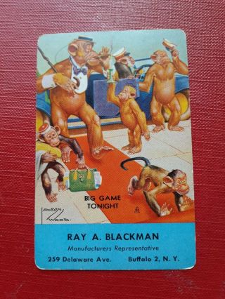 Playing Cards Swap,  One Card,  Artist Lawson Wood,  Monkeys,  Big Night Out.  Ad.