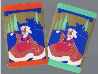Playing Swap Cards 2 Vint Deluxe Deco Regency Ladies Great Colours W171
