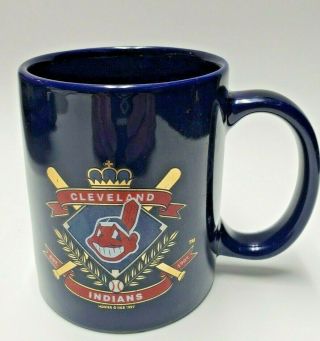 Vintage Cleveland Indians Mlb Baseball Chief Wahoo Logo Coffee Mug Cup Navy Blue
