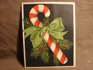 Vintage " Christmas Candy Cane " Christmas Greeting Card