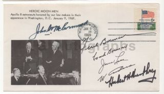 Apollo 8 Tribute - Signed By Frank Borman,  John Mccormack And Hubert Humphrey