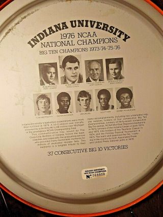 Indiana University NCAA Basketball 1976 Championship Commemorative Tray/Plate 2
