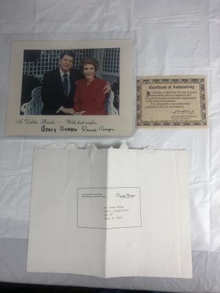 Vintage Ronald Nancy Reagan Certificate Of Authenticity Autographed Signed Photo