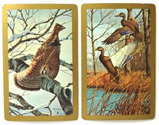 Pair Vintage Swap Cards.  Ruffed Grouse & Mallard Duck Game Birds.  Artist D Maass