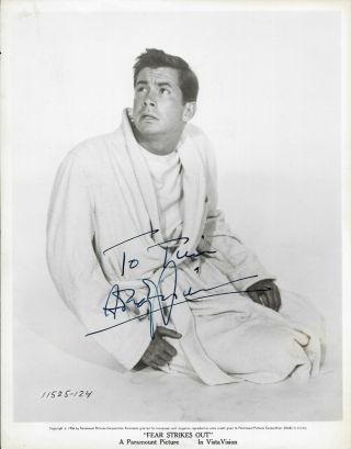 Anthony Perkins In Fear Strikes Out (1956) Hand - Signed 10” X 8” Portrait