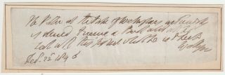 Duke Of Wellington.  Autograph Note Signed,  1846