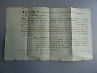 1810 YORK signed Militia Appointment Daniel D Tompkins 6th Vice President 3