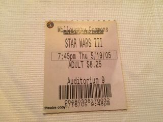 Vintage Movie Theater Ticket Stub 2005 Star Wars 3 Revenge Of Sith George Lucas