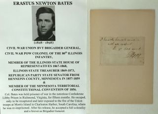 Civil War General Libby Prison Colonel 80th Il Infantry Senator Autograph Signed