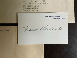 Eleanor Roosevelt Signed White House Card And Mavina Tls,