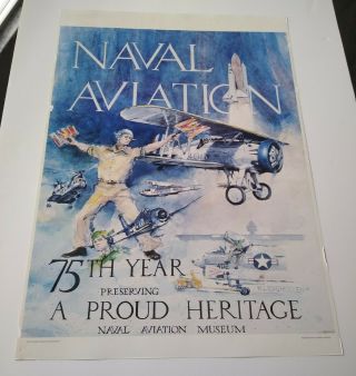 Rare 75th Anniversary R.  L.  Rasmussen Naval Aviation Art Print (not Signed)