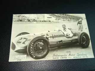 1951 Duane Carter Indianapolis Motor Speedway Postcard Vintage Racing Indy 500