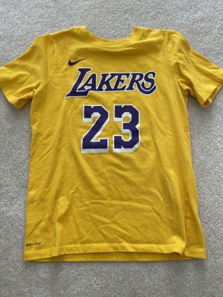 Nike Lebron James Los Angeles Lakers La 23 Nba Yellow Boys T - Shirt - Youth