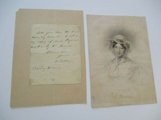 Antique Letter And Autograph By Famous Author Mrs Francis Milton Trollope Rare