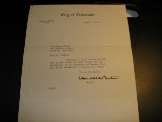 Harold Burton - Autograph Signature Tls - Mayor Of Cleveland Then Supreme Court