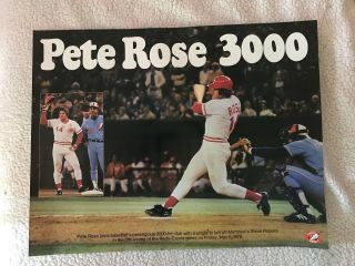 Pete Rose 3000th Hit Poster 1978 18 X 23 Cincinnati Reds