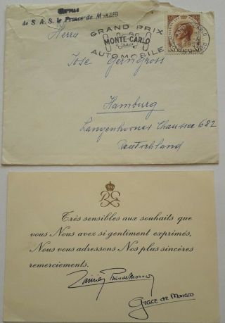 Autograph Princess Grace Kelly Of Monaco & Prince Rainier - Official Palace Card