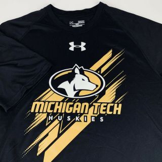 Michigan Tech Huskies Men’s Medium Black Under Armour Loose Fit Heat Gear Shirt