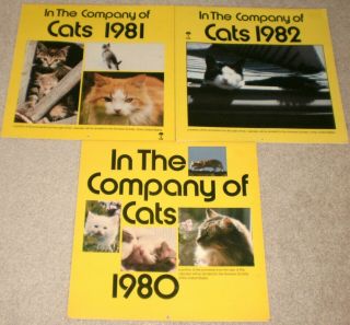 3 Calendars " In The Company Of Cats " 1980 1981 1982 - Cat Pictures To Frame