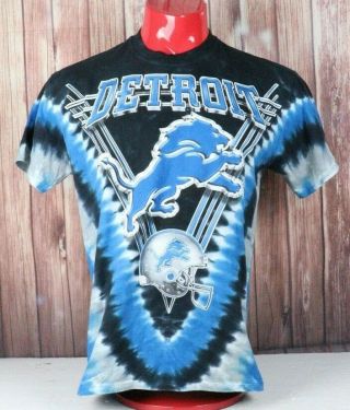 Detroit Lions Mens Medium Nfl Tie Dye Tshirt Blue Gray Black Majestic