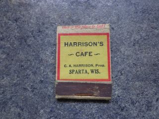 Old Matchbook Sparta Wisconsin Wi Harrison 