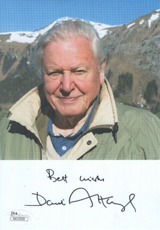 David Attenborough Hand Signed 6x8 Color Photo British Naturalist Jsa