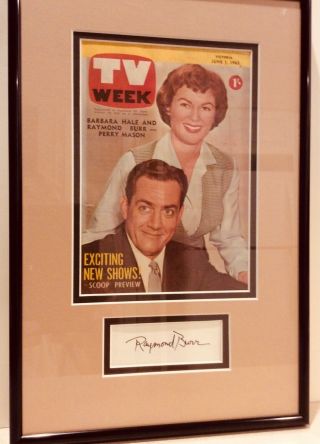 Raymond Burr & Della Street Framed June 1963 Tv Guide “perry Mason”
