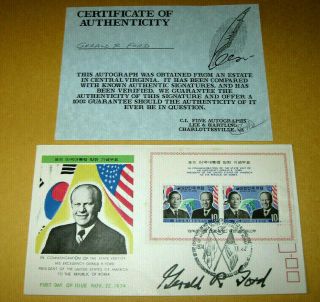 Gerald Ford Autographed Signed First Day Issue Envelope 1974 Korea Fdc 919,
