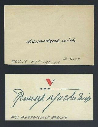 Maurice Maeterlinck Signed 3 - 3/4 " X2 - 1/2 " Page Nobel Prize In Literature