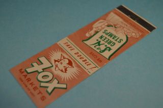 Fox Markets S.  & H.  Green Stamps Fs Matchcover Additional Match Covers=free Ship