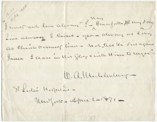 1871 William Muhlenberg Autograph Quotation Signed