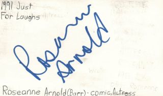 Roseanne Arnold Barr Actress Tv Show Autographed Signed Index Card Jsa