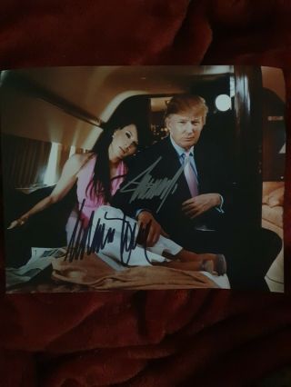 Donald & Melania Trump In Jet Signed 8x10 Photo.  Extremely Rare