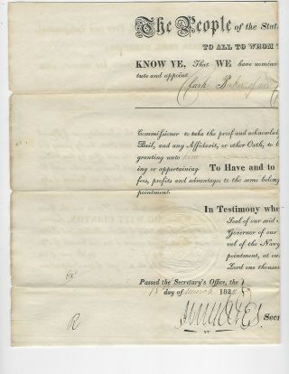 York Governor De Witt Clinton Signature 1822 Esquire Appointment DeWitt 2