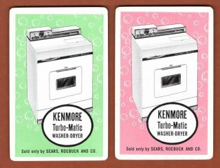 2 Single Swap Playing Cards Kenmore Washing Machine & Dryer Ads Vintage Sears