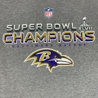 Nike Baltimore Ravens Long Sleeve T - Shirt Men Xl Gray Bowl Xlvii Champions