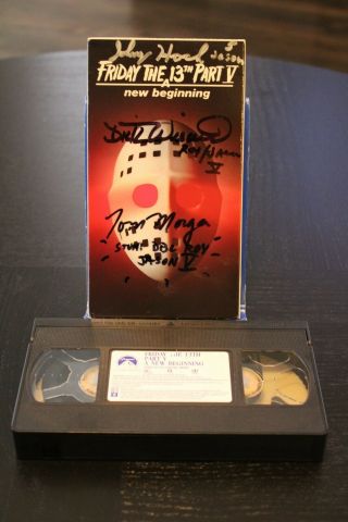 Friday the 13th Part V Beginning VHS Tape - Triple Cast Signed JSA Certified 3