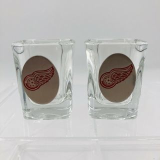 Detroit Red Wings Pewter Emblem Shot Glasses Set Of 2 Nhl Hockey Collectible