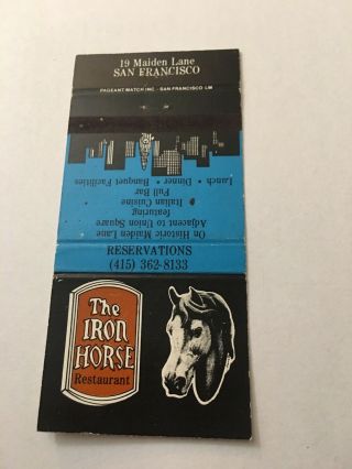 Vintage Matchbook Cover Matchcover The Iron Horse Restaurant San Francisco Ca