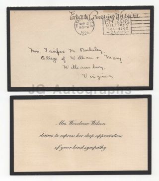 Edith Bowling Wilson - U.  S.  First Lady,  Woodrow Wilson - Appreciation Card